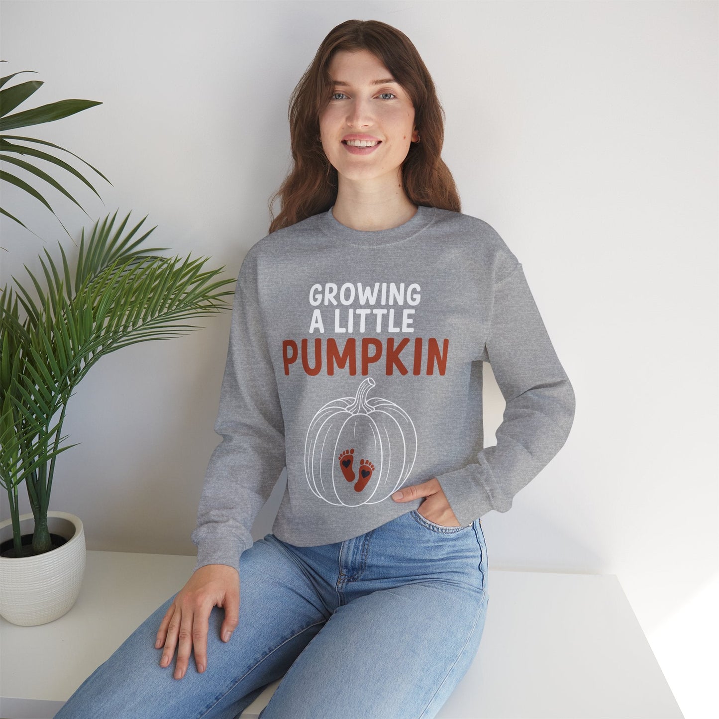 Growing A Little Pumpkin Fall Thanksgiving Baby Bump Wife Sweatshirt