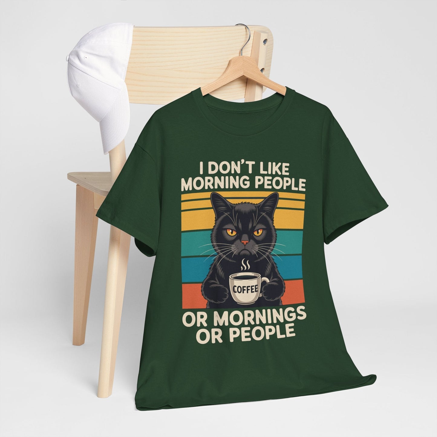 I Hate Morning People And Mornings And People Coffee Cat T-Shirt