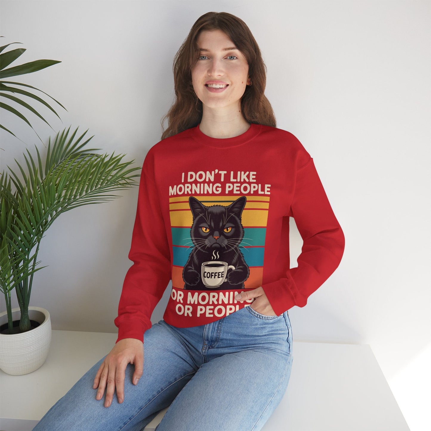 I Hate Morning People And Mornings And People Coffee Cat Sweatshirt