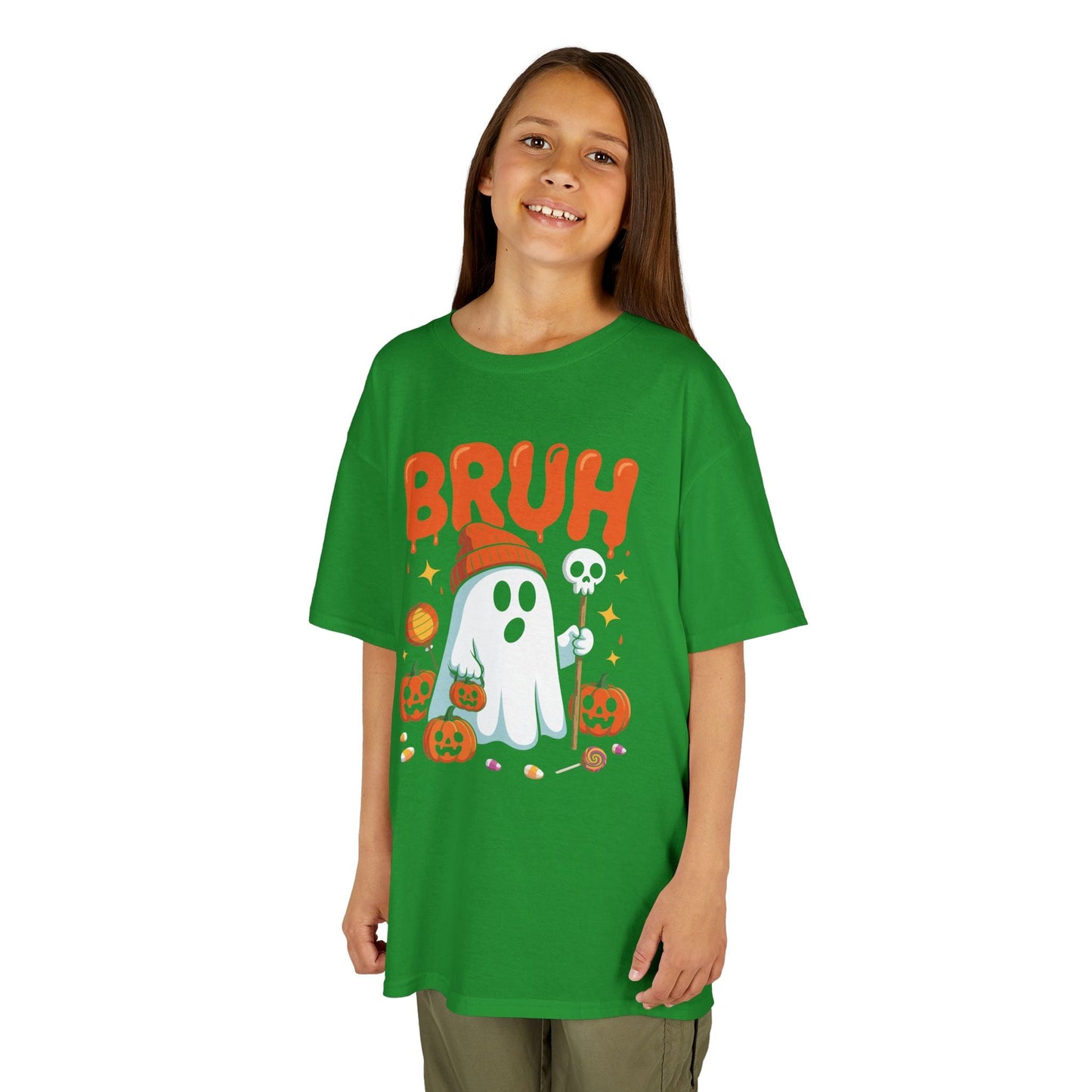 Bruh Ghost Halloween Cute Ghost Trick Or Treat Candy Kids T-Shirt