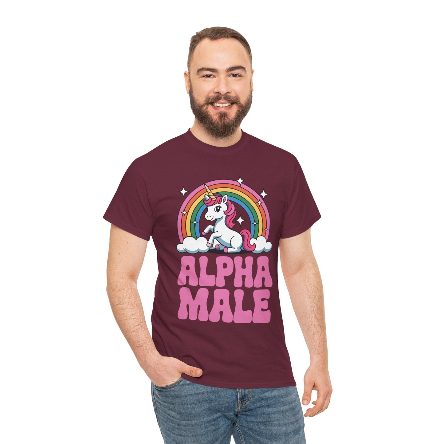 Funny Alpha Male Unicorn Sarcastic Ironic Weird Y2K Humor T-Shirt