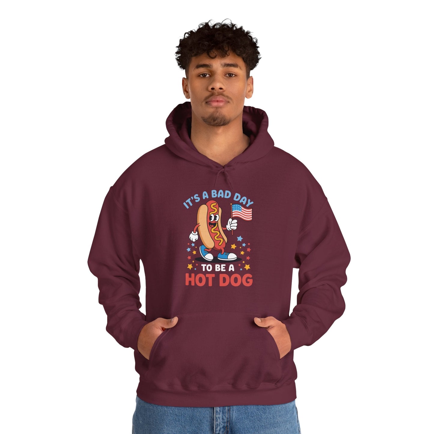 Its A Bad Day To Be A Hot Dog Funny meme HotDog usa flag Men Women Hoodie