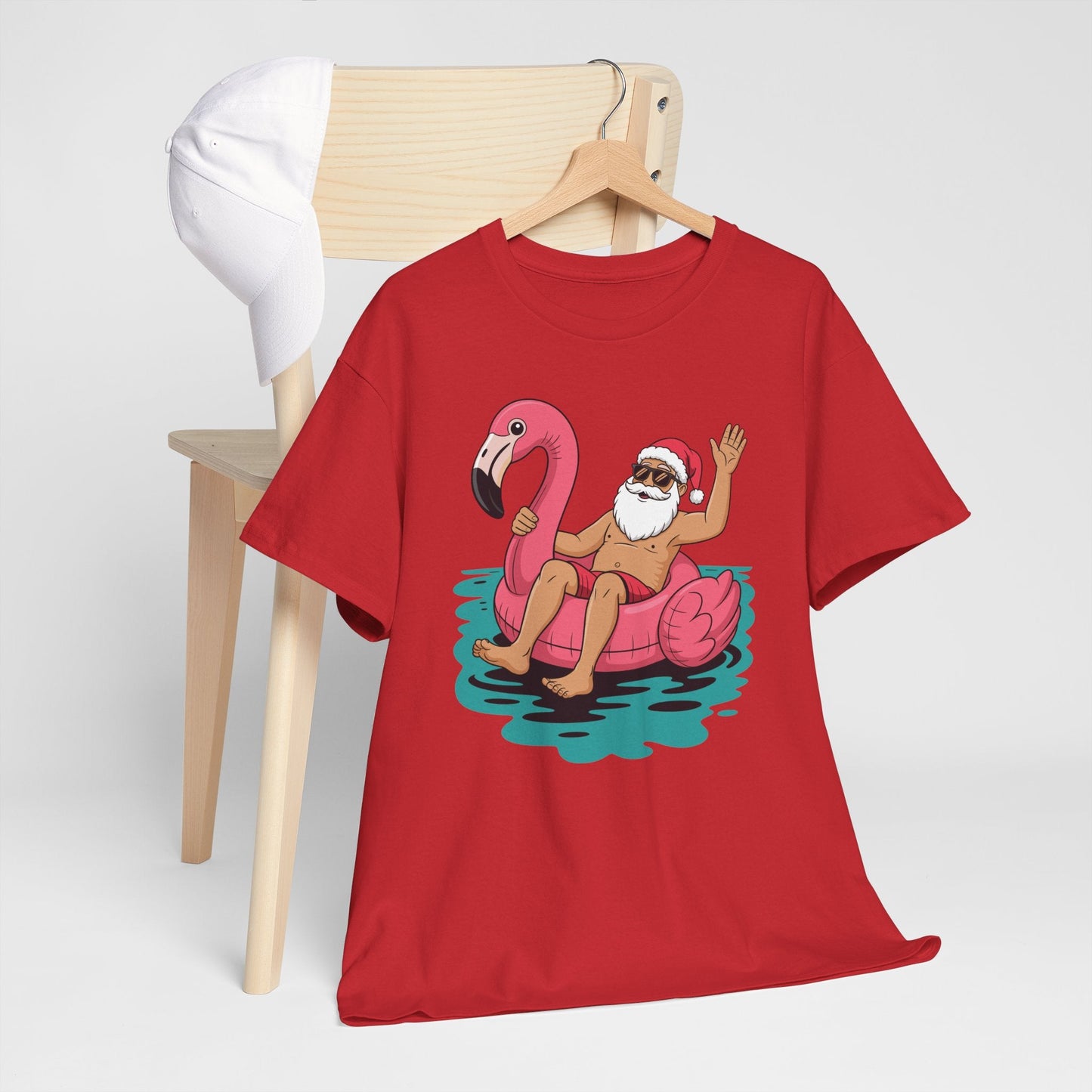 Santa Flamingo Floatie Funny Christmas In July Summer Xmas T-Shirt
