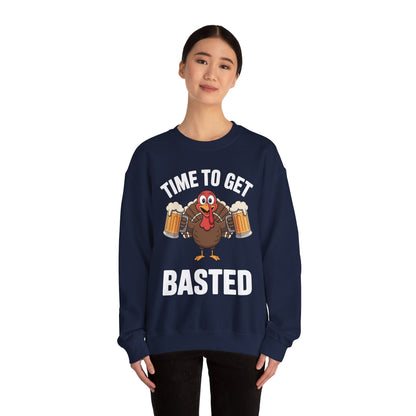 Time To Get Basted Funny Beer Thanksgiving Turkey Gift Sweatshirt