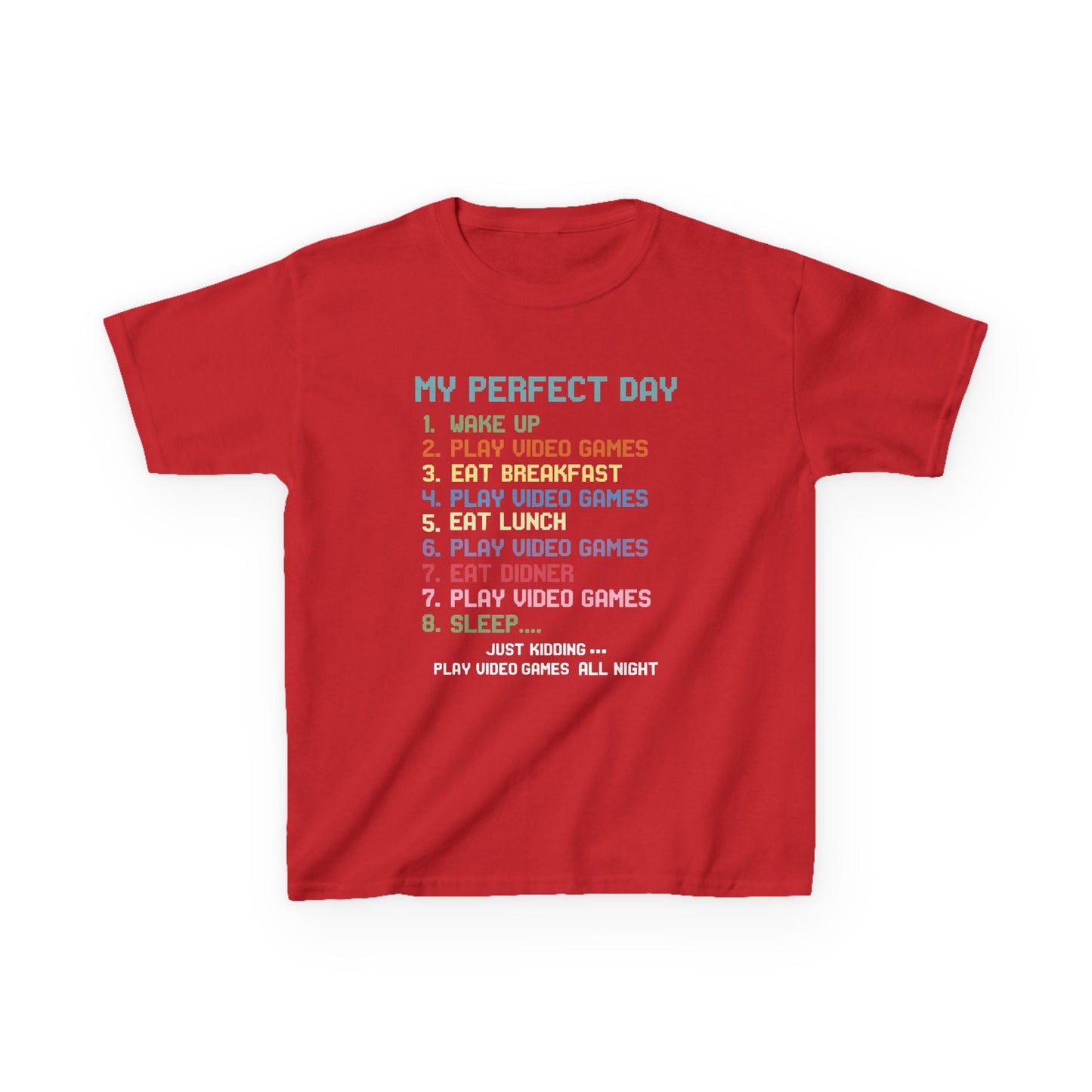 My Perfect Day Play Video Games Funny Gamer Kids T-Shirt