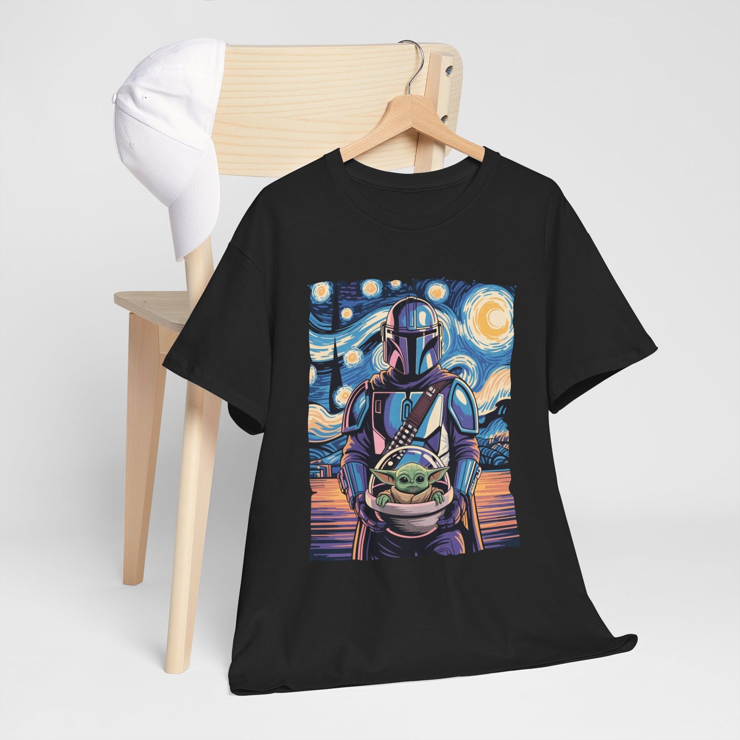 Star Wars The Mandalorian & The Child Starry Night Style T-Shirt
