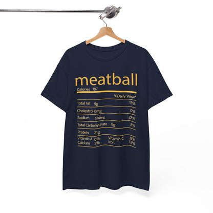 Meatball Nutrition Facts Funny Thanksgiving Christmas T-Shirt