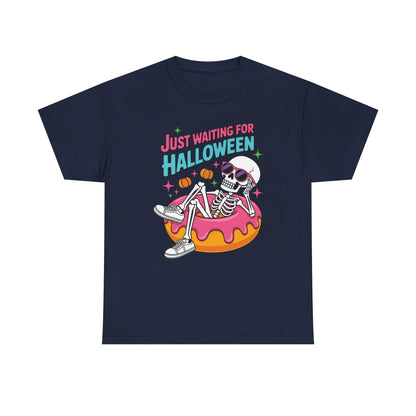 Just Waiting For Halloween Skeleton Donut Summerween Vibes T-Shirt