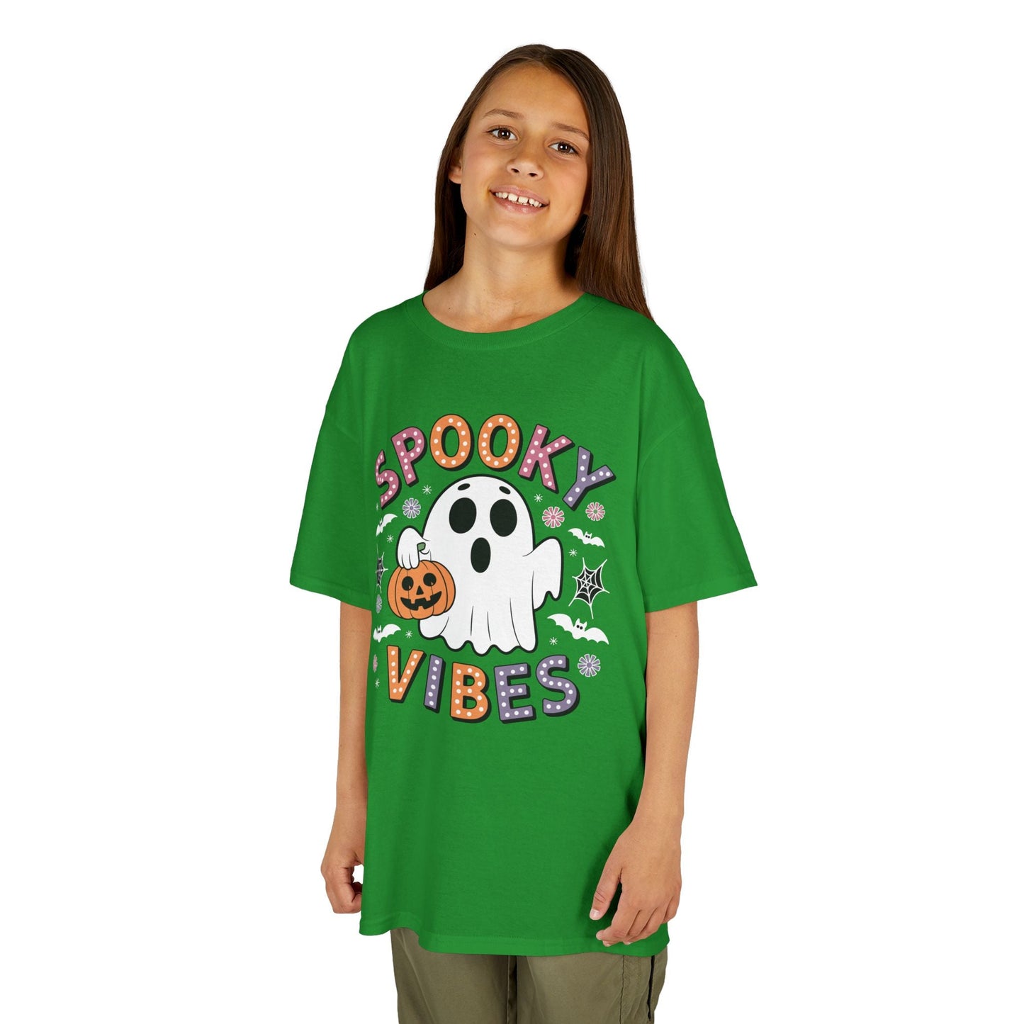 Spooky Vibes Ghost Retro Groovy Halloween Kids T-Shirt