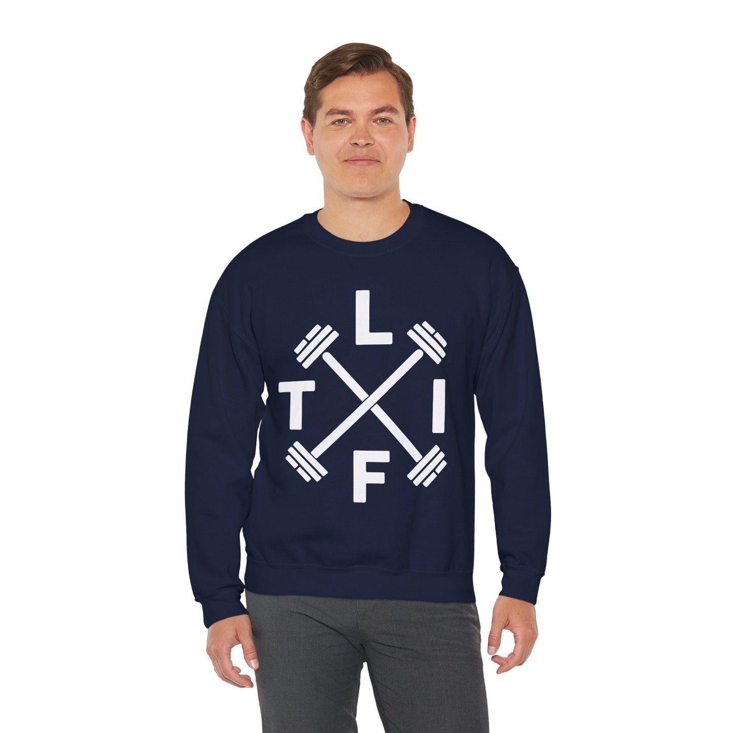 LIFT Weightlifting Fitness Barbells Crossed Circle Sweatshirt