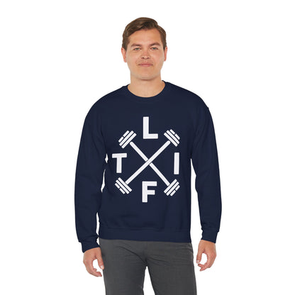 LIFT Weightlifting Fitness Barbells Crossed Circle Sweatshirt