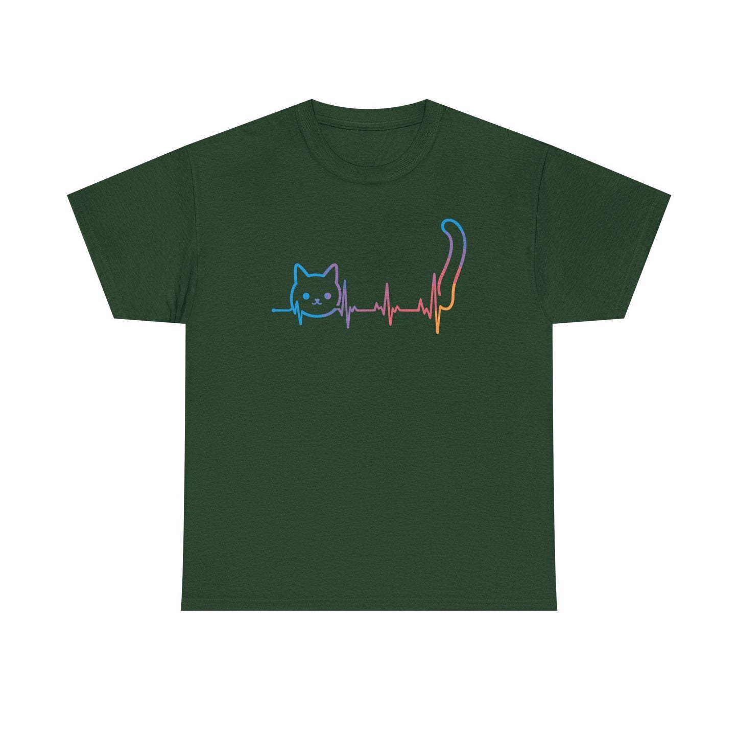 Heartbeat Cat Lover Animal Silhouette Cute Cat T-Shirt