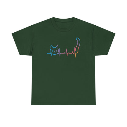 Heartbeat Cat Lover Animal Silhouette Cute Cat T-Shirt