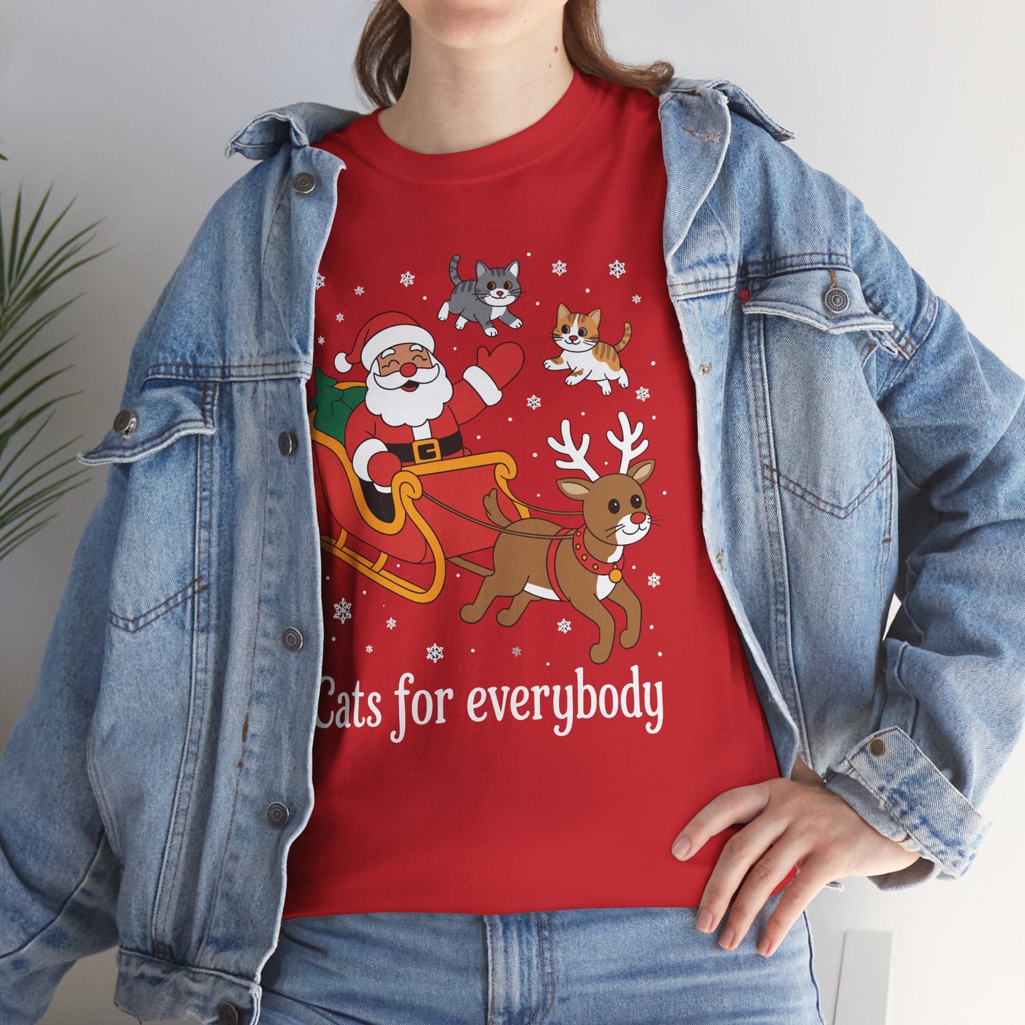 Cats For Everybody Christmas Cat Funny Xmas Women Santa T-Shirt