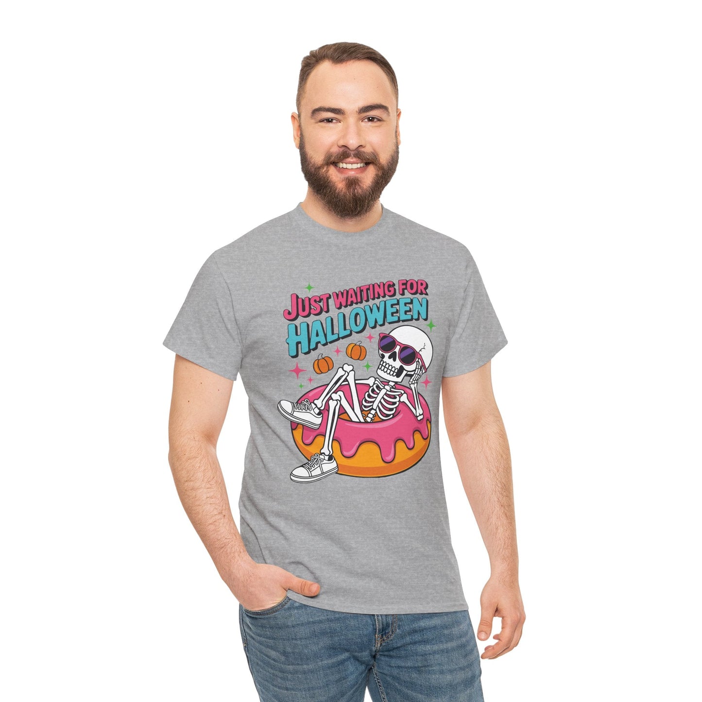 Just Waiting For Halloween Skeleton Donut Summerween Vibes T-Shirt