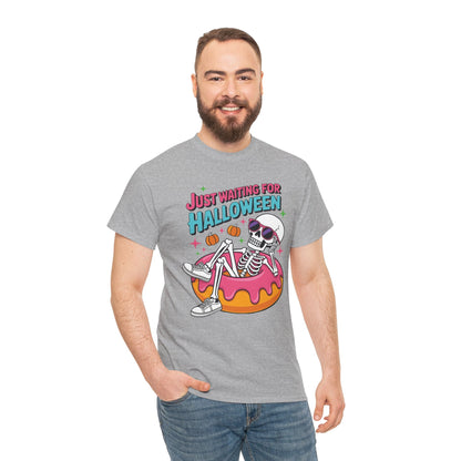 Just Waiting For Halloween Skeleton Donut Summerween Vibes T-Shirt