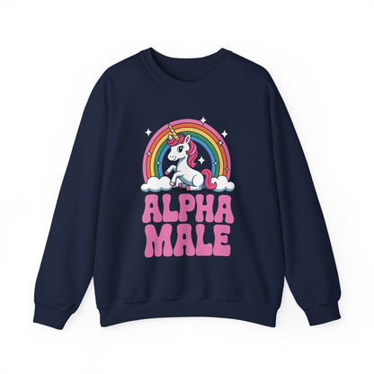 Funny Alpha Male Unicorn Sarcastic Ironic Weird Y2K Humor Sweatshirt