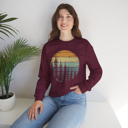 Retro Forest Trees Outdoors Nature Vintage Graphic Sweatshirt