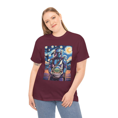 Star Wars The Mandalorian & The Child Starry Night Style T-Shirt