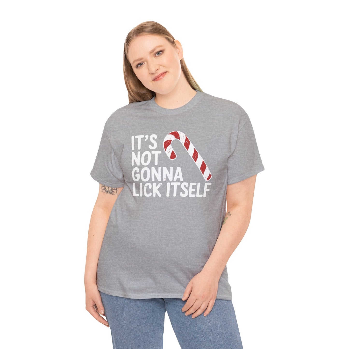 Funny Candy Cane Lick Itself Adult Christmas in July Gift T-Shirt