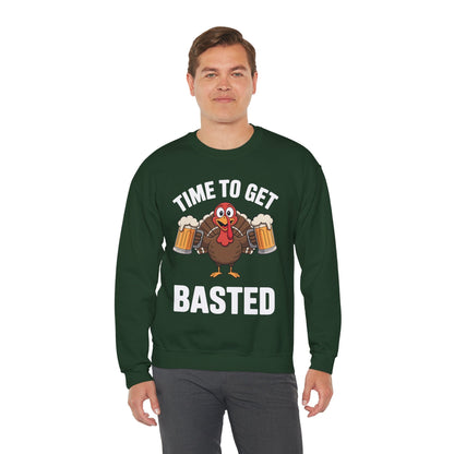 Time To Get Basted Funny Beer Thanksgiving Turkey Gift Sweatshirt