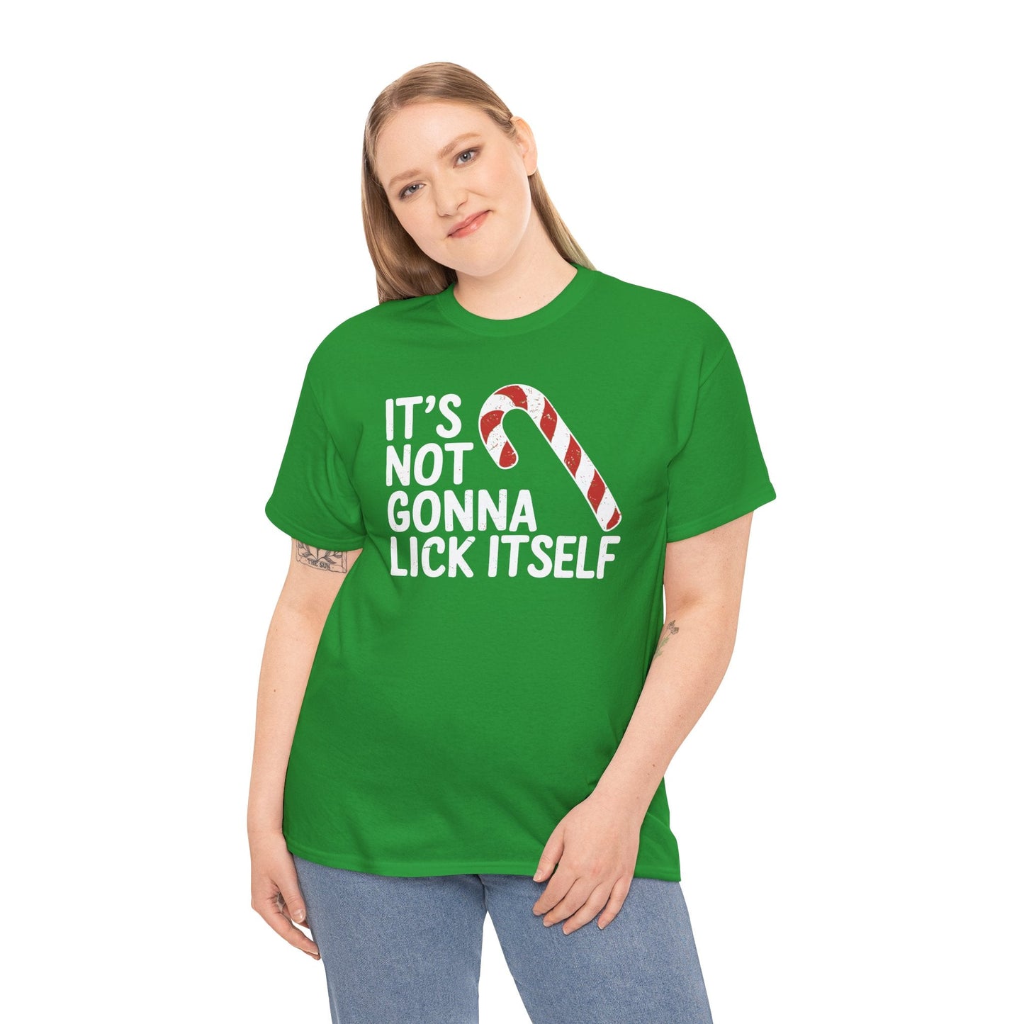 Funny Candy Cane Lick Itself Adult Christmas in July Gift T-Shirt