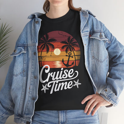 On Cruise Time Coconut Tree Graphic Summer Vacation Cruising T-shirt