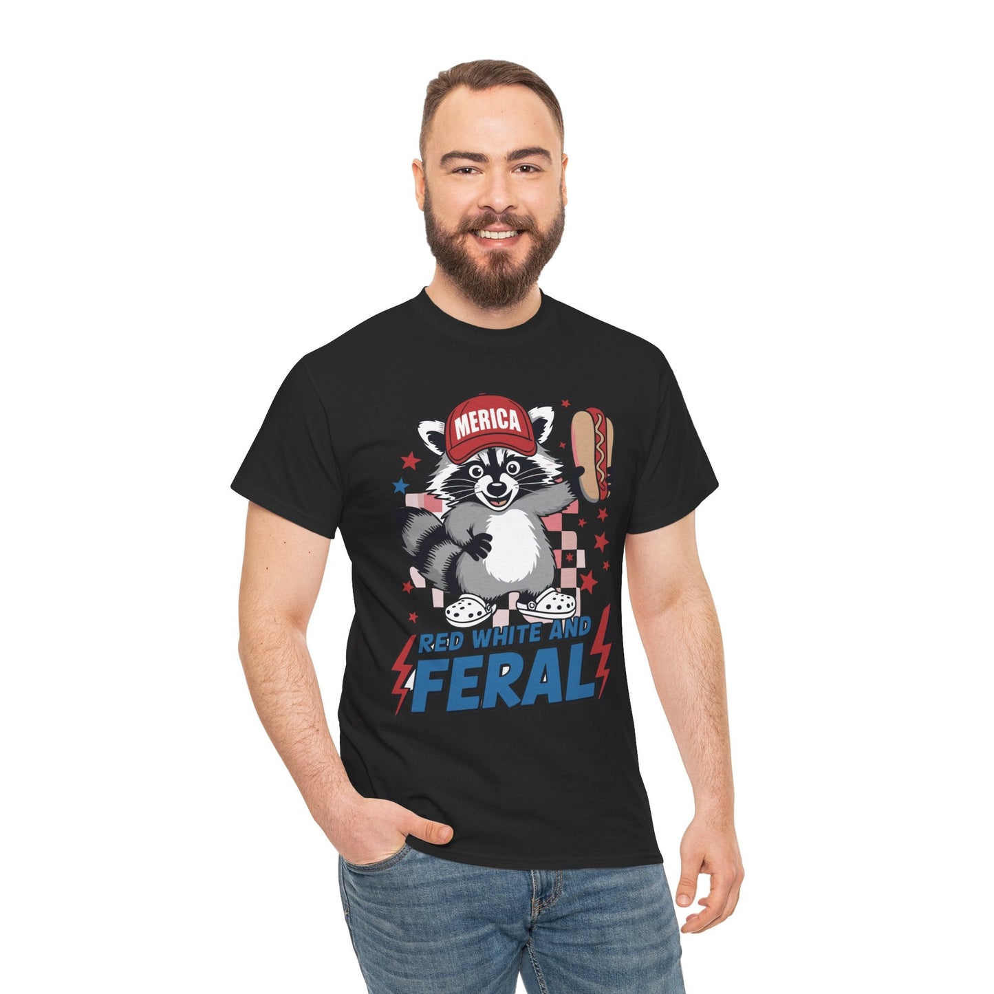 Red White And Feral Raccoon 4th of July Saying Meme T-Shirt