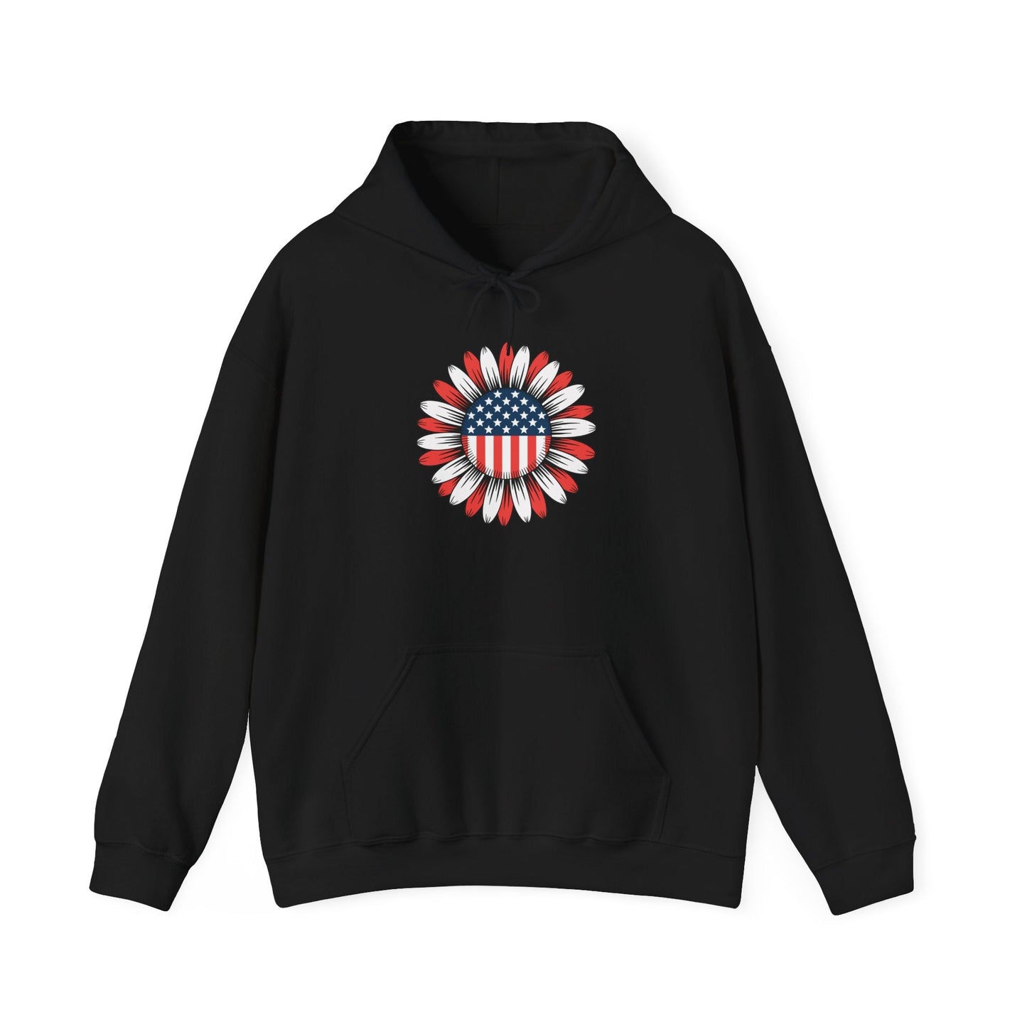Sunflower American Flag 4th of July Women Men Merica USA Hoodie