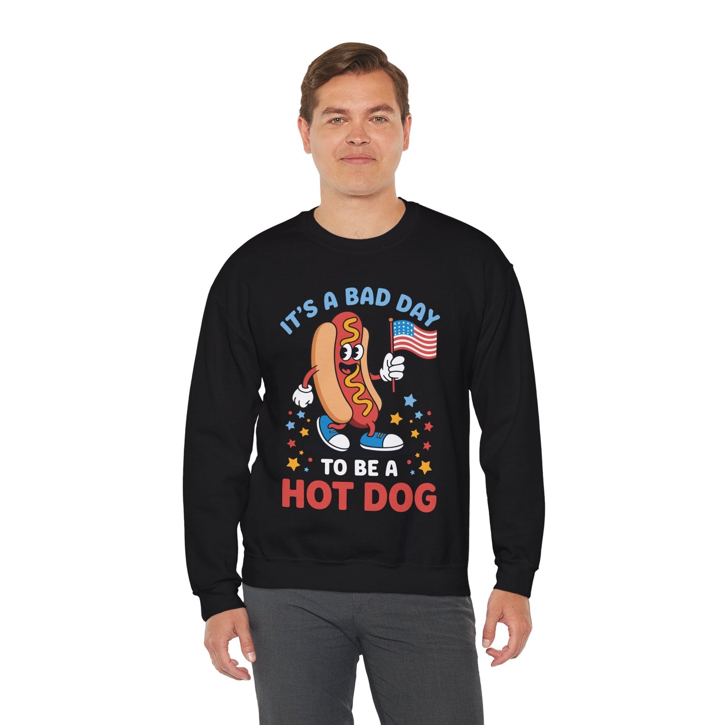 Its A Bad Day To Be A Hot Dog Funny meme HotDog usa flag Men Women Sweatshirt