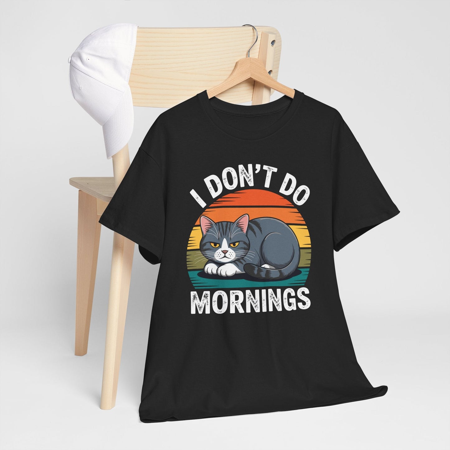 Funny Sleep Cat I Don't Do Morning T-Shirt