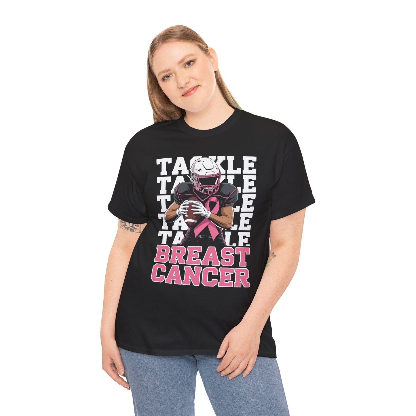 Tackle Football Breast Cancer Awareness Pink Ribbon T-Shirt