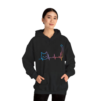 Heartbeat Cat Lover Animal Silhouette Cute Cat Hoodie