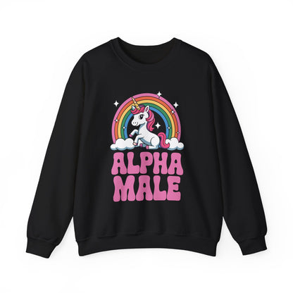 Funny Alpha Male Unicorn Sarcastic Ironic Weird Y2K Humor Sweatshirt