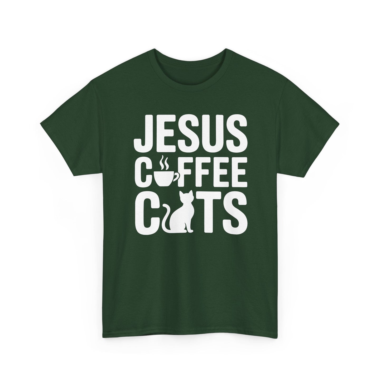 Christian Jesus, Coffee, Cats - Religous Cat Caffeine Lover T-Shirt