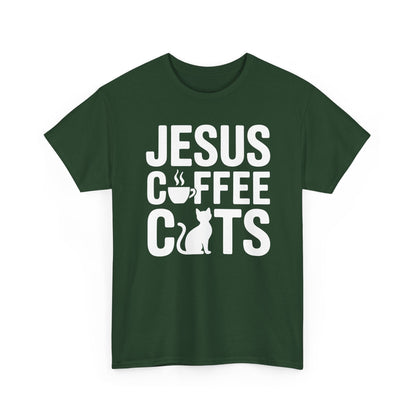 Christian Jesus, Coffee, Cats - Religous Cat Caffeine Lover T-Shirt