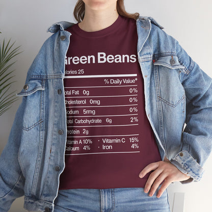 Green Beans Nutrition Facts Funny Thanksgiving Christmas T-Shirt