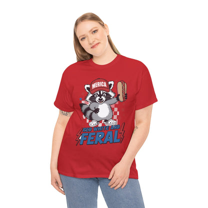 Red White And Feral Raccoon 4th of July Saying Meme T-Shirt