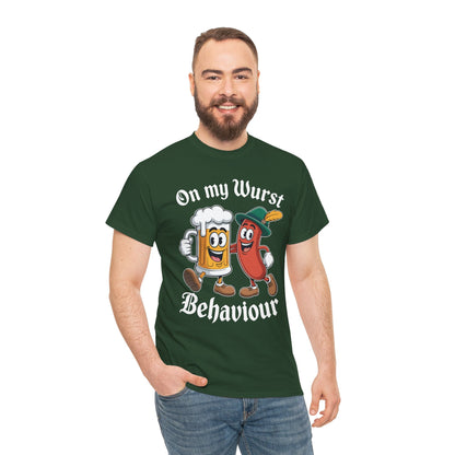 Oktoberfest On My Wurst Behaviour German Beer Sausage Adults T-Shirt
