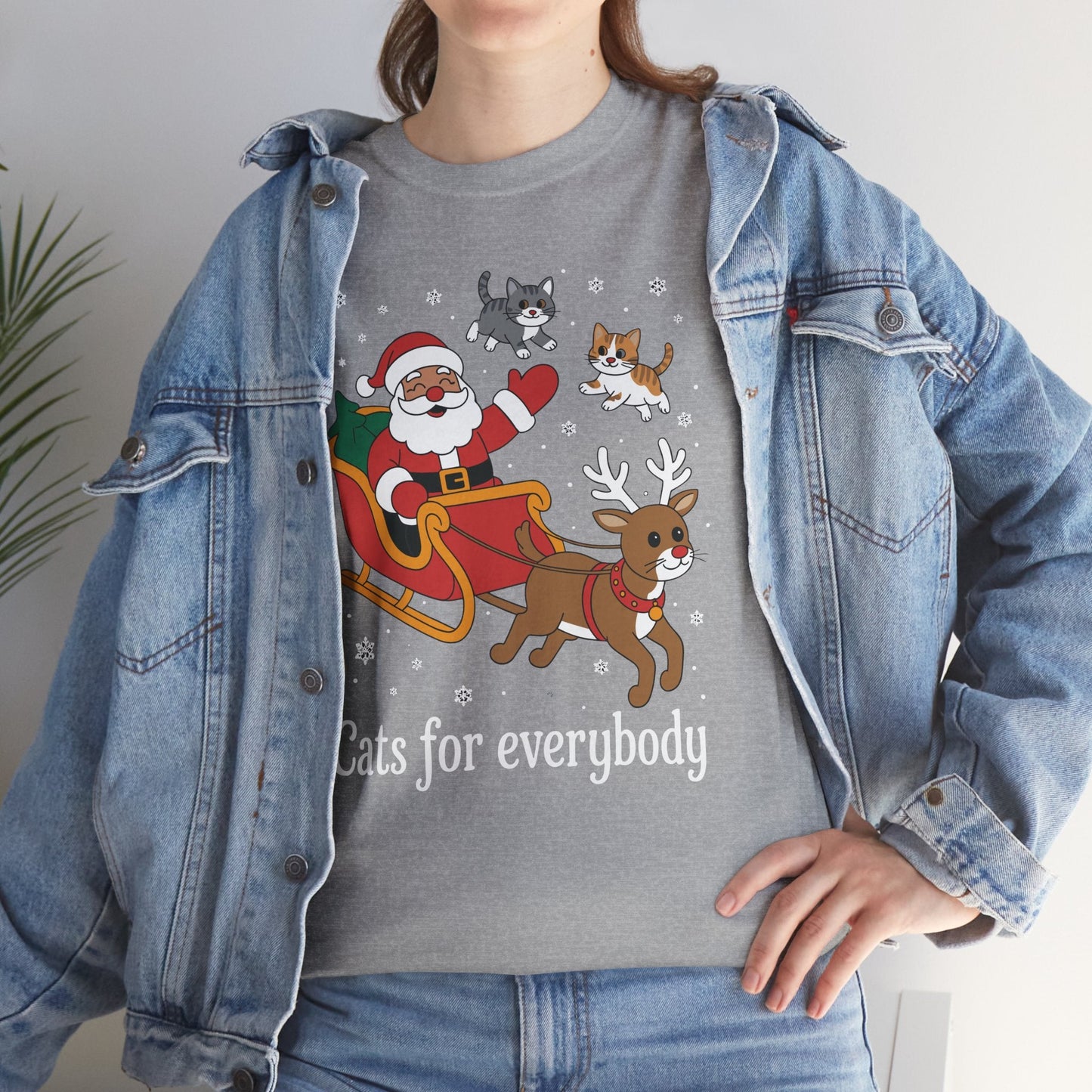 Cats For Everybody Christmas Cat Funny Xmas Women Santa T-Shirt