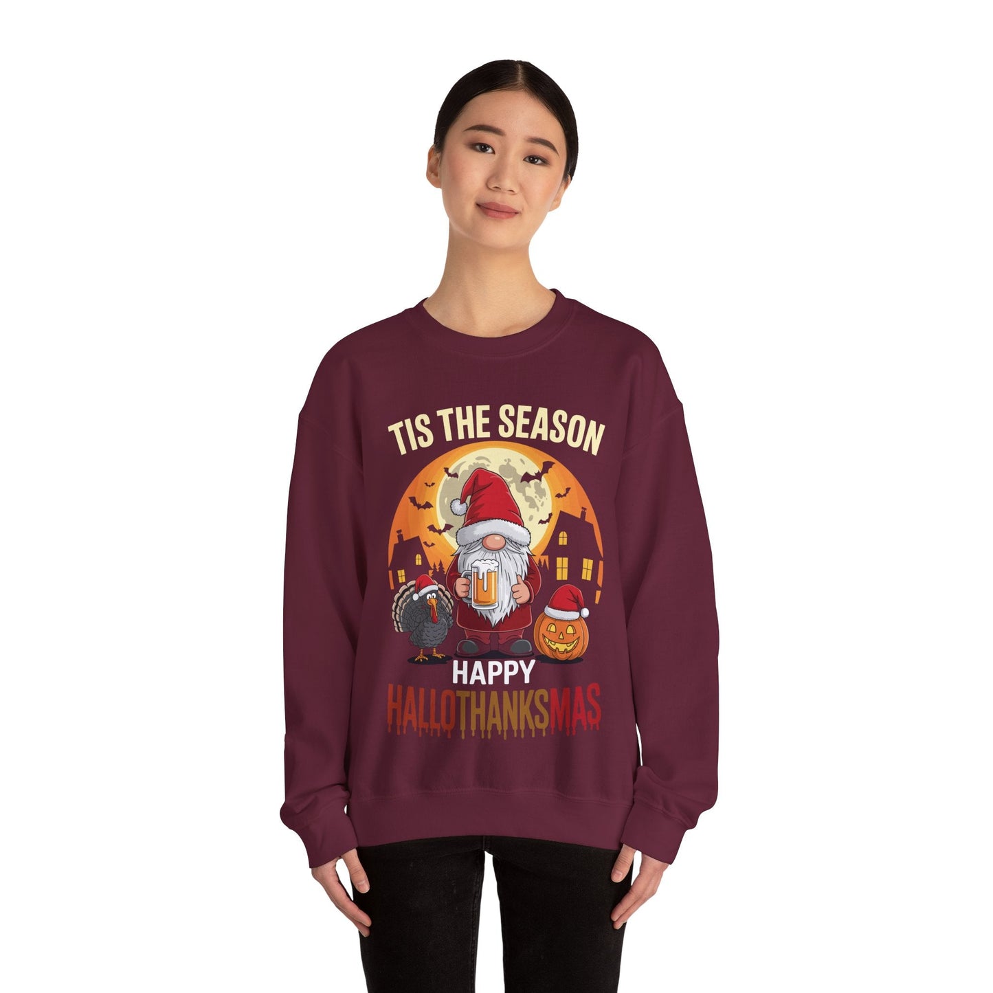 Happy Hallothanksmas Halloween Thanksgiving Merry Christmas Sweatshirt