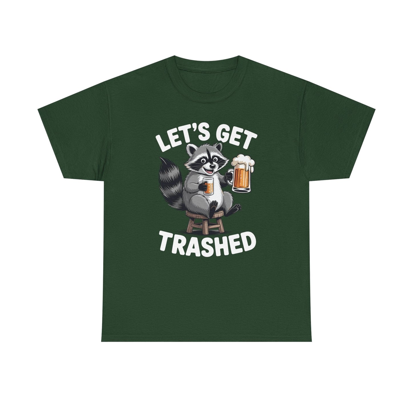 Funny Let's Get Trashed Raccoon Meme Humor Beer Drinking T-Shirt