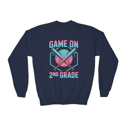 2nd Grade Back to School Baseball Drip Ice Cream Game On Kid Sweatshirt
