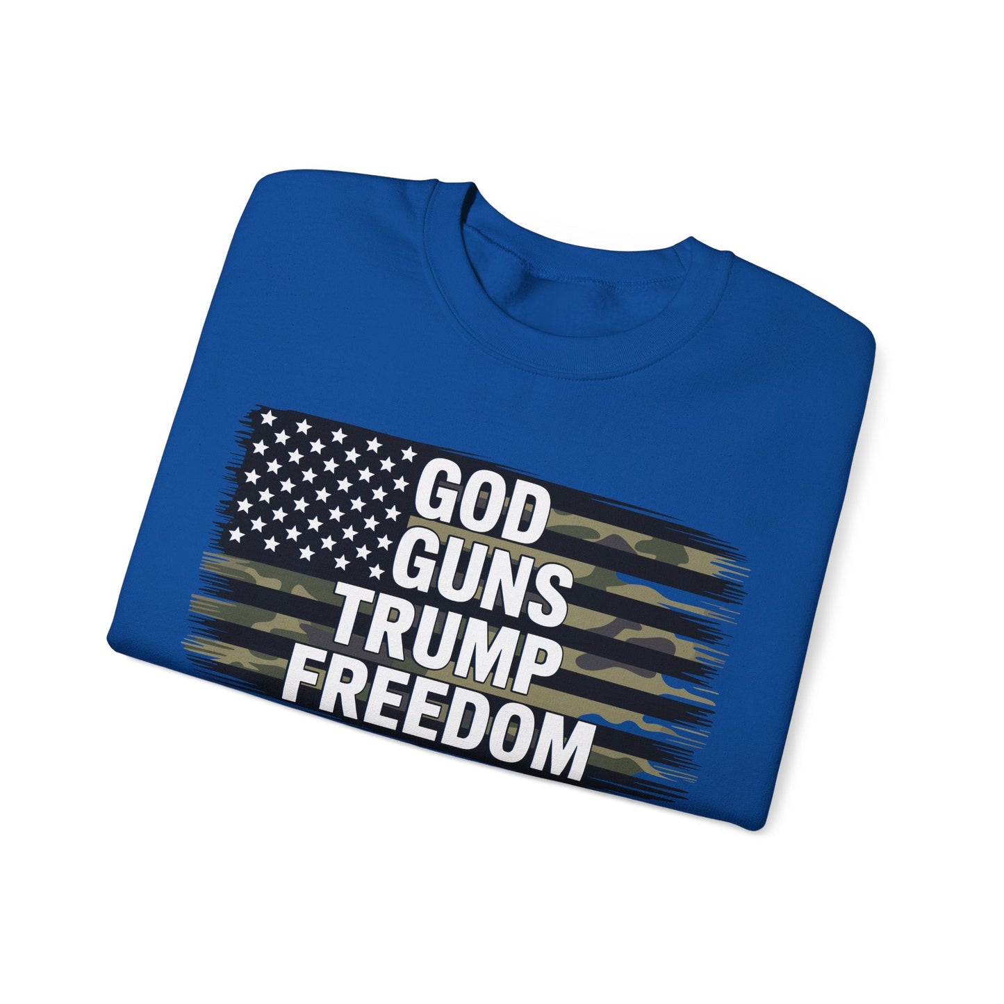 God Guns Trump Freedom Funny Camouflage Pro Gun USA Flag Sweatshirt