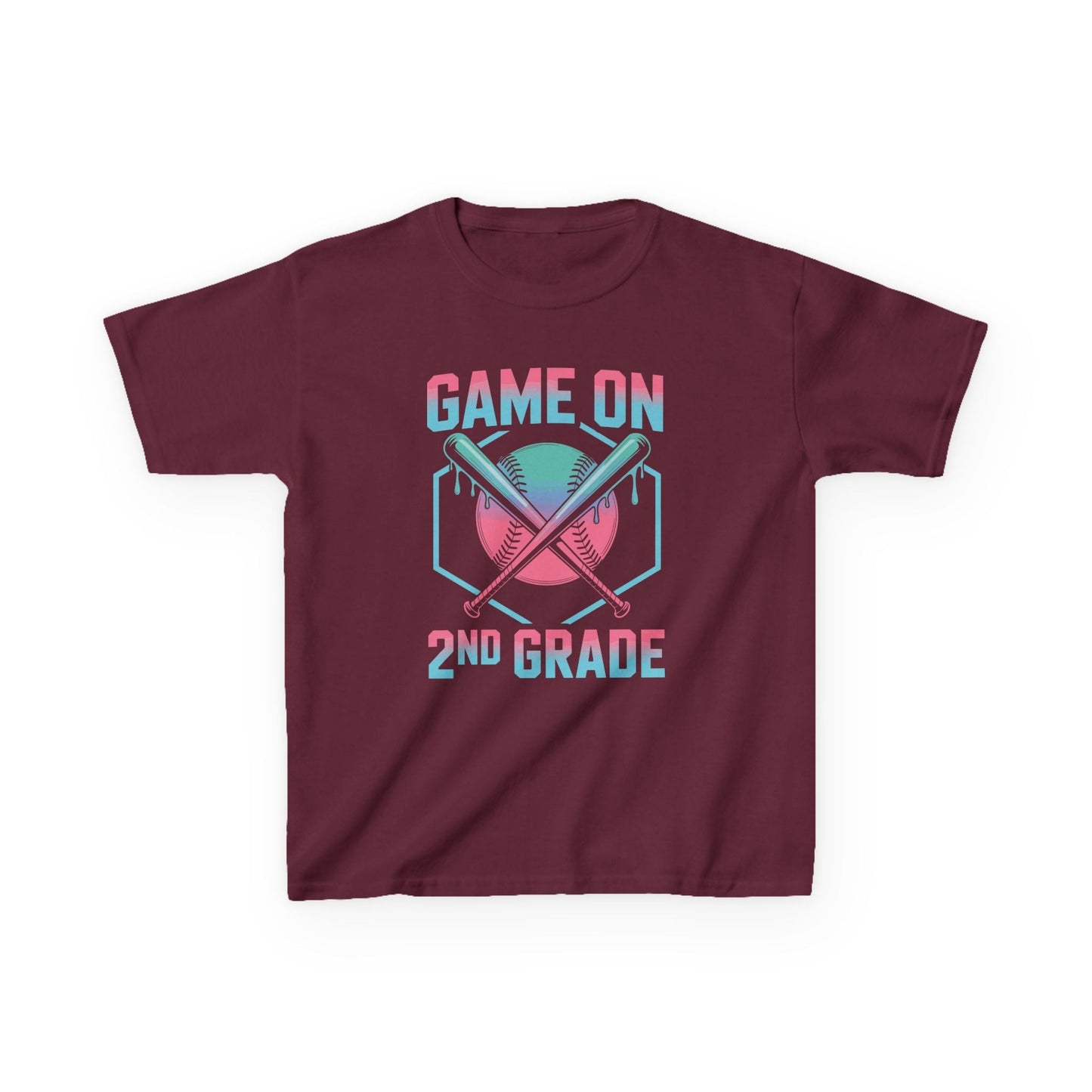 2nd Grade Back to School Baseball Drip Ice Cream Game On Kid T-Shirt