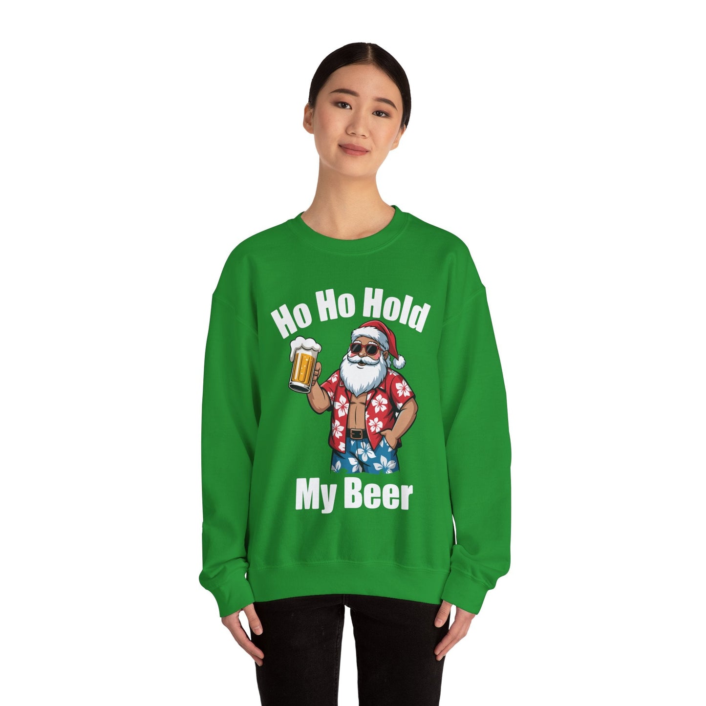 Funny Santa With Sunglasses And Beer Christmas in July Sweatshirt