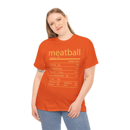 Meatball Nutrition Facts Funny Thanksgiving Christmas T-Shirt