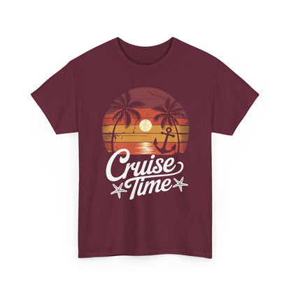 On Cruise Time Coconut Tree Graphic Summer Vacation Cruising T-shirt