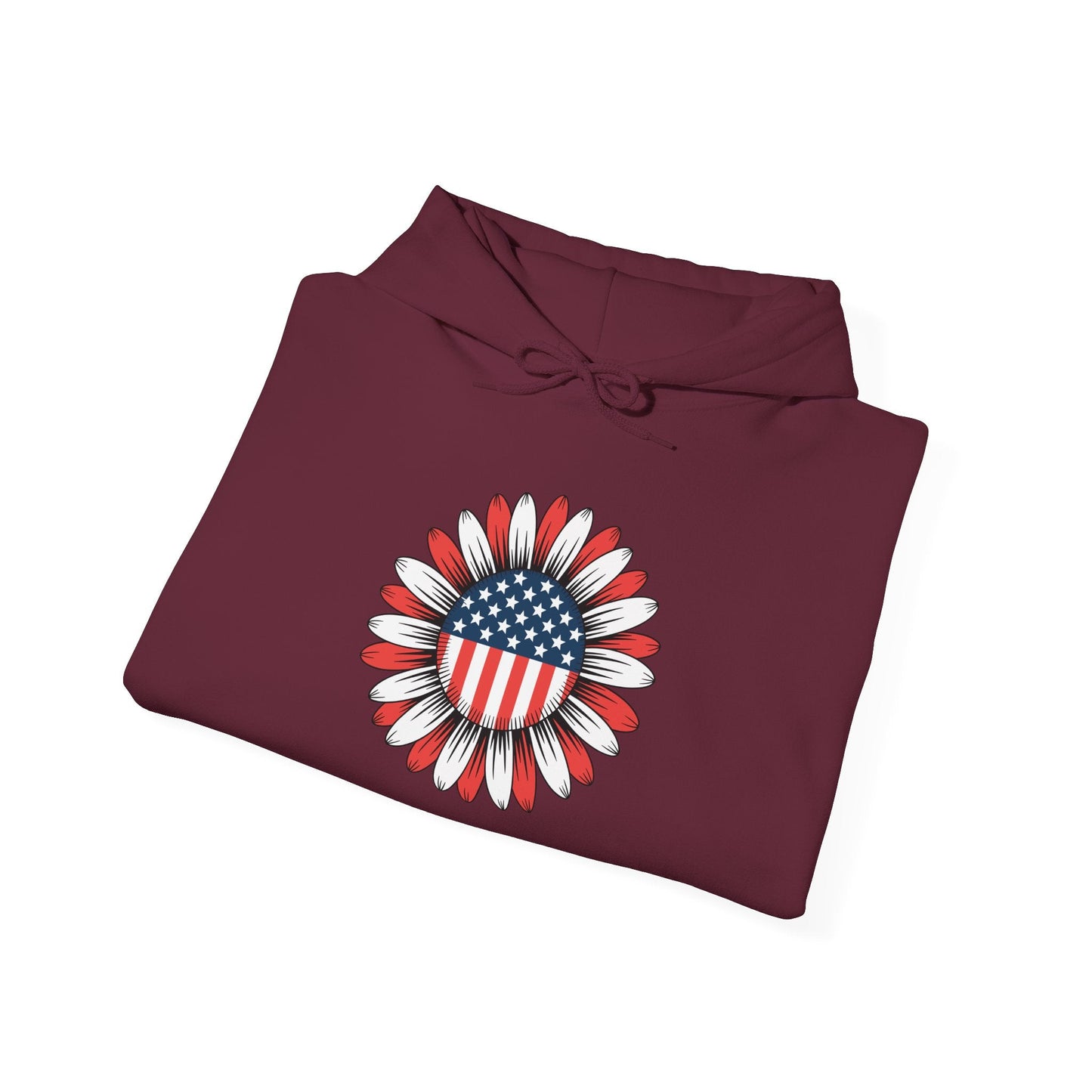 Sunflower American Flag 4th of July Women Men Merica USA Hoodie