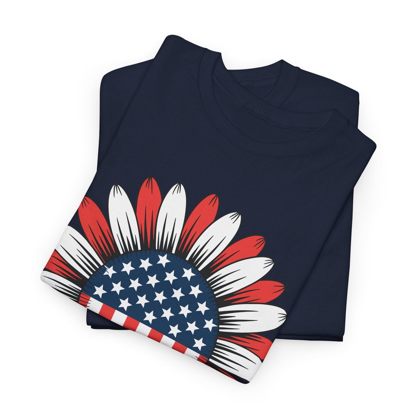 Sunflower American Flag 4th of July Women Men Merica USA T-Shirt